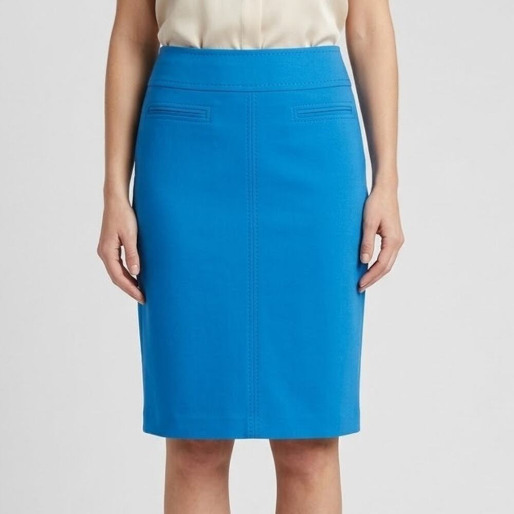 Olivia & Martin Straight Pencil Skirt Polyester Blend Career Blue Womens Size 8